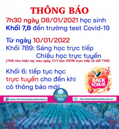 Kế hoạch tổ chức học tập trực tiếp trở lại cho học sinh khối 7,8
