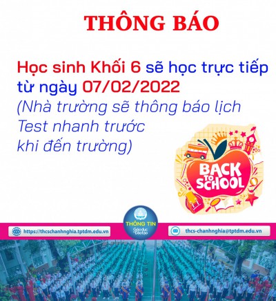 Lịch học trở lại của khối 6