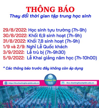 Lịch tập trung đầu năm (có điều chỉnh)